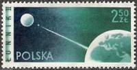 (1959-043) Марка Польша "Луна 2" Перф. гребенчатая 12½ III Θ